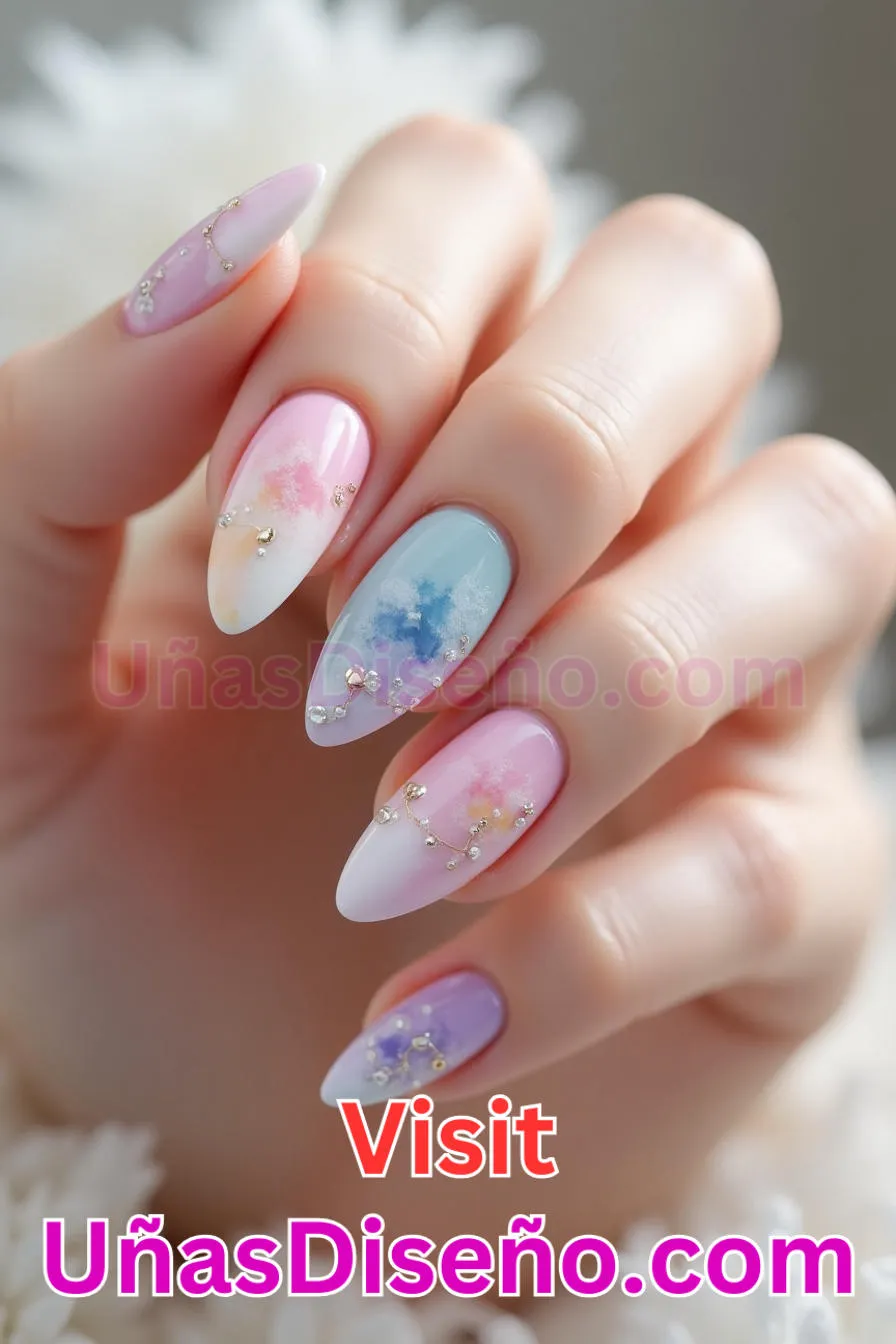 15. Delicado lavado de acuarela - Cómo Elegir el Diseño Perfecto para Uñas Almendra 21 Ideas Exclusivas para Brillar (6).jpeg