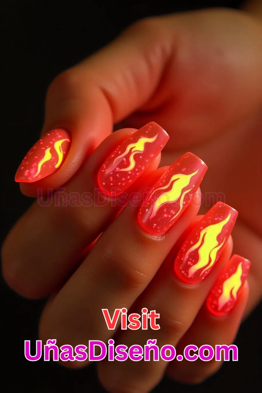 15. Uñas de Neón Ardiente - 15 Diseños de uñas de neón de moda para un look atrevido y vibrante 3.jpeg