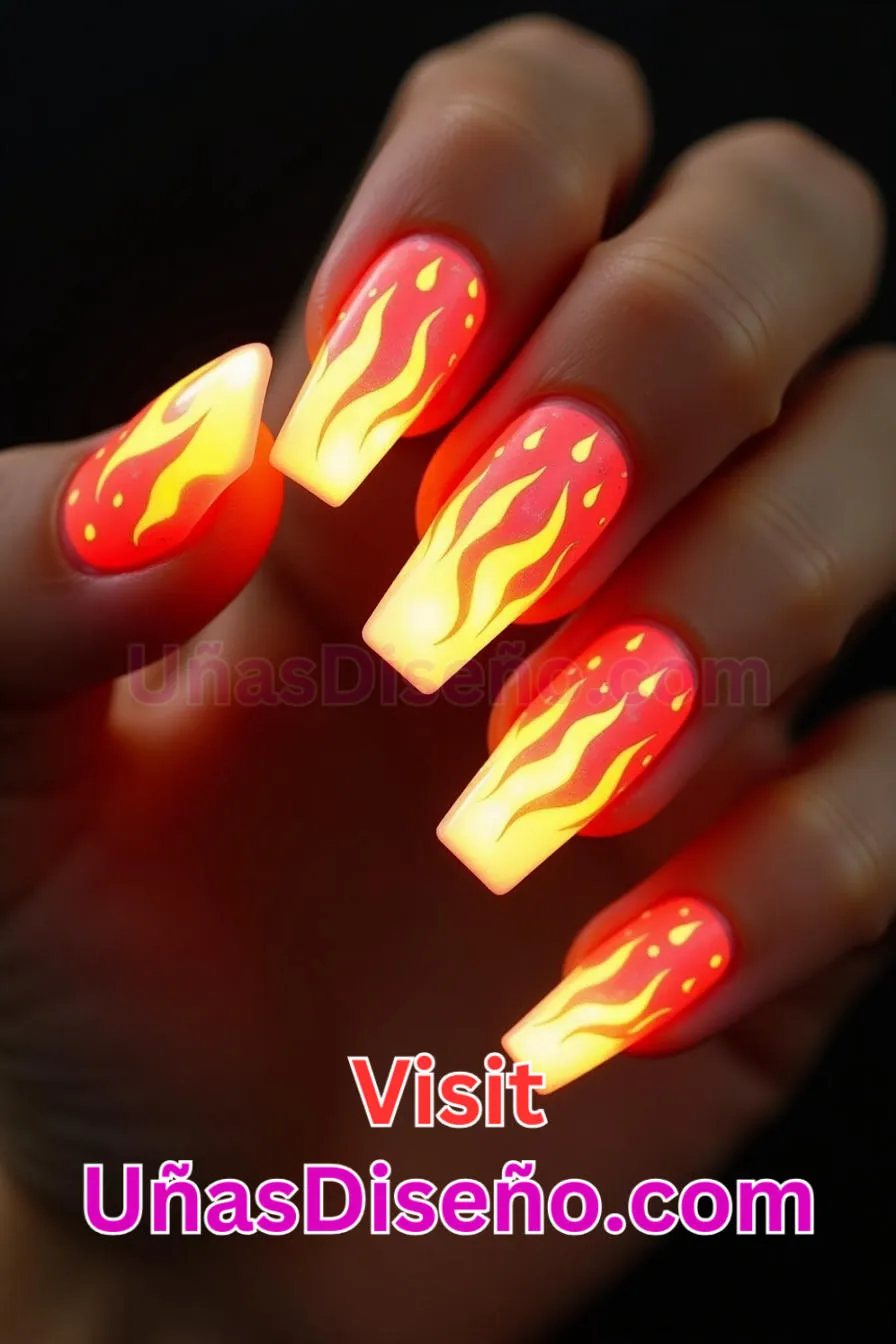 15. Uñas de Neón Ardiente - 15 Diseños de uñas de neón de moda para un look atrevido y vibrante 4.jpeg