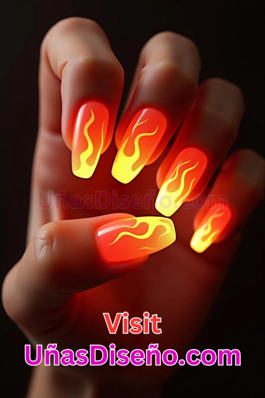 15. Uñas de Neón Ardiente - 15 Diseños de uñas de neón de moda para un look atrevido y vibrante 5.jpeg