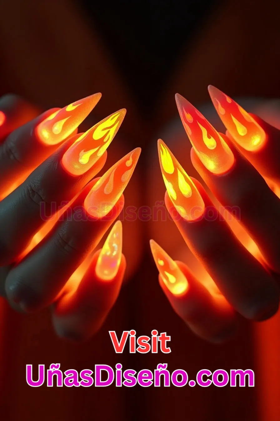15. Uñas de Neón Ardiente - 15 Diseños de uñas de neón de moda para un look atrevido y vibrante 7.jpeg