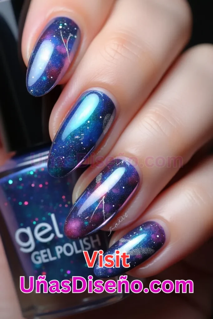 15. Uñas de gel galaxia holográficas - Dale Glamour a tus Uñas La Guía Definitiva para 25 Esmaltes de Gel con Gelly y Gelish (4).jpeg