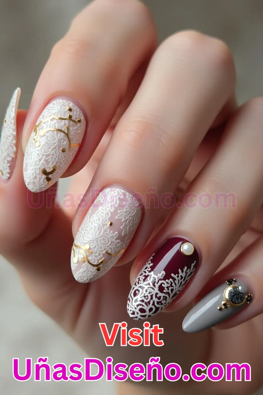 15. Vintage Lace Almendra - Reinventa tu Manicura 25 Diseños de Uñas Almendra Impresionantes para (6).jpeg