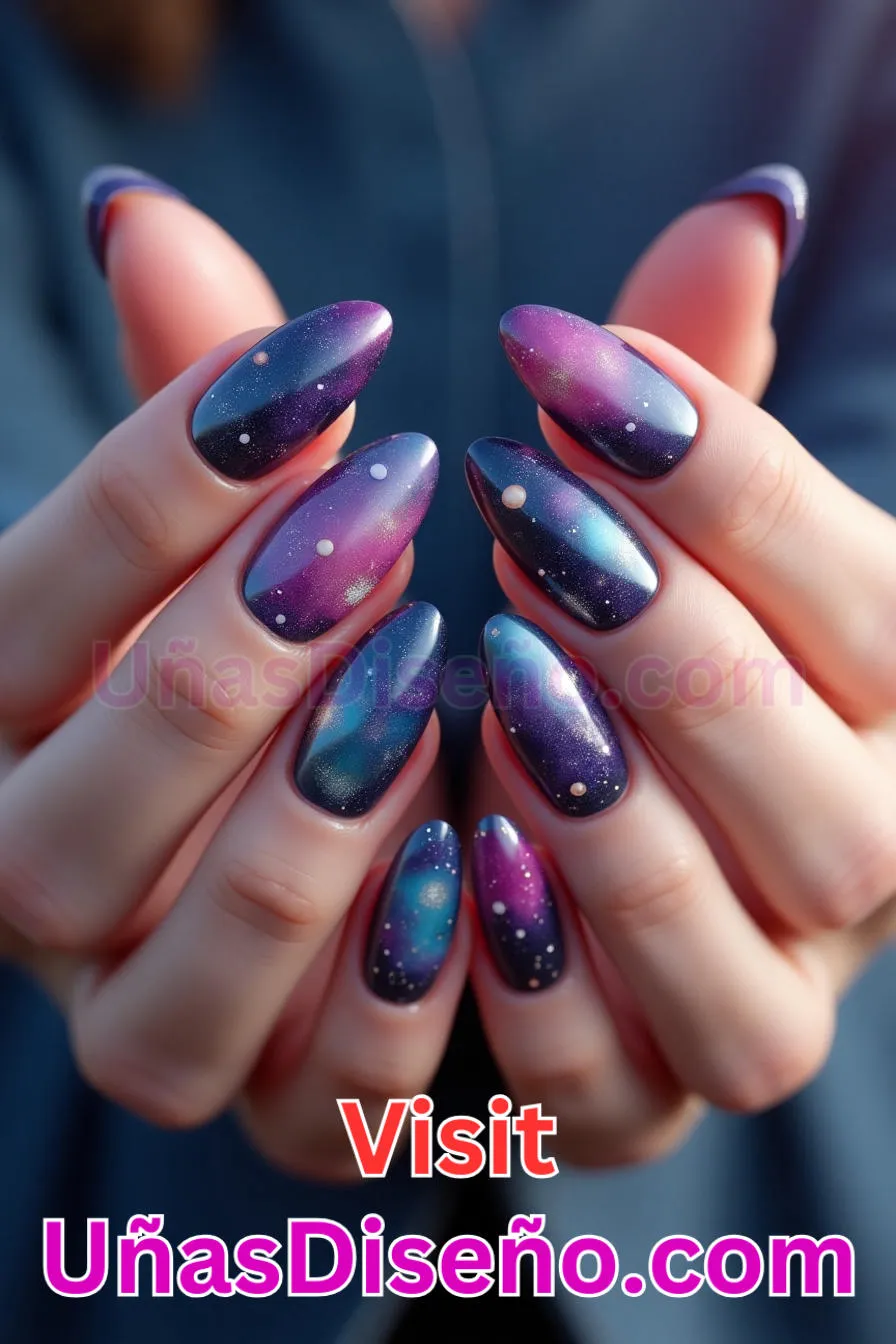 16. Sueño de Nebulosa Cósmica - Tendencias 30 Estilos de Uñas Almendra que Marcan la Diferencia (1).jpeg