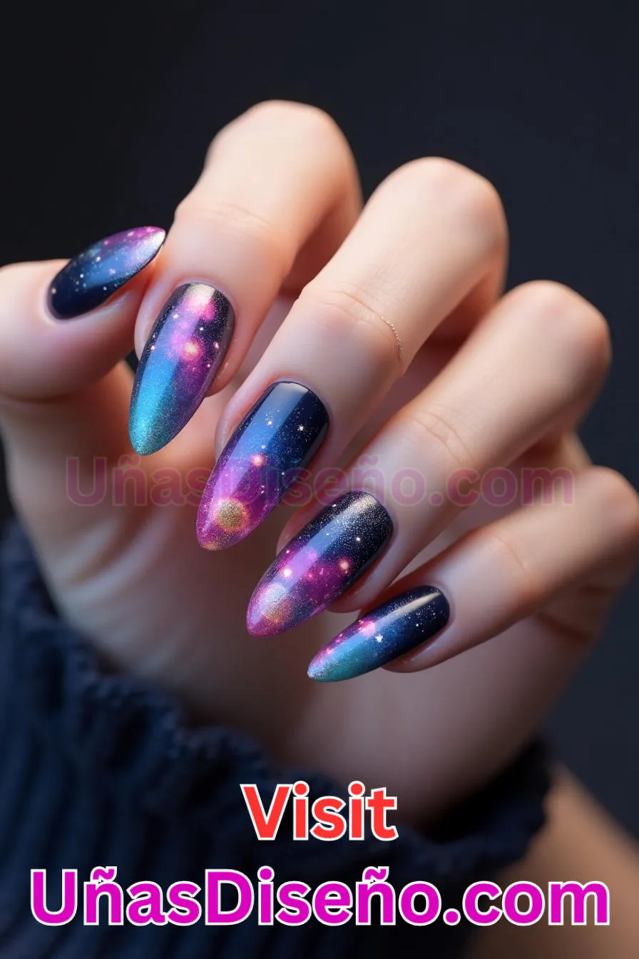 16. Sueño de Nebulosa Cósmica - Tendencias 30 Estilos de Uñas Almendra que Marcan la Diferencia (4).jpeg