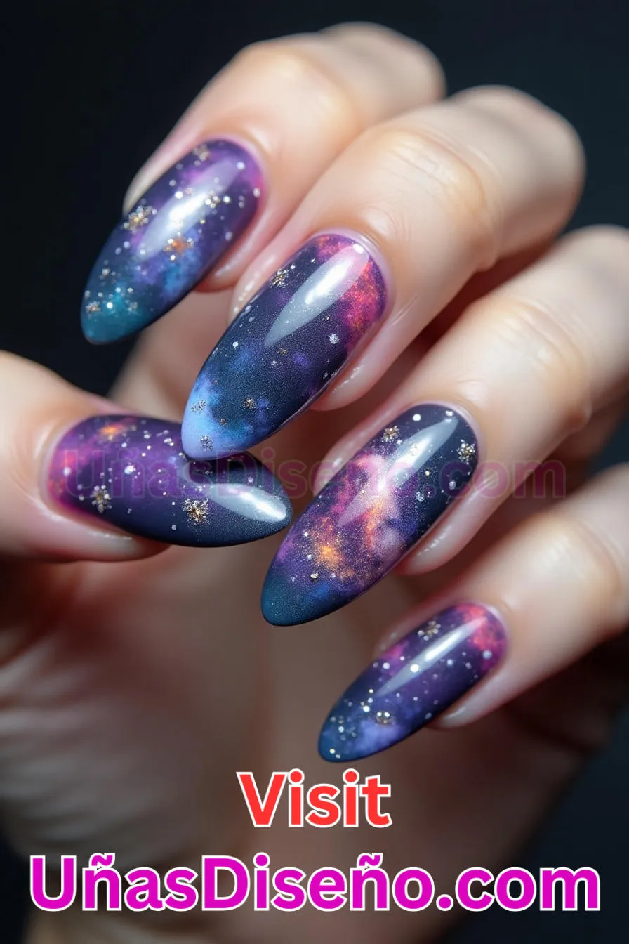 16. Sueño de Nebulosa Cósmica - Tendencias 30 Estilos de Uñas Almendra que Marcan la Diferencia (7).jpeg
