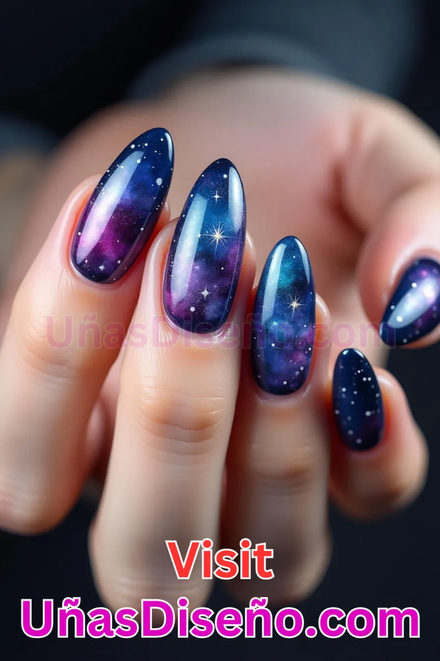16. Sueño de Nebulosa Cósmica - Tendencias 30 Estilos de Uñas Almendra que Marcan la Diferencia (8).jpeg
