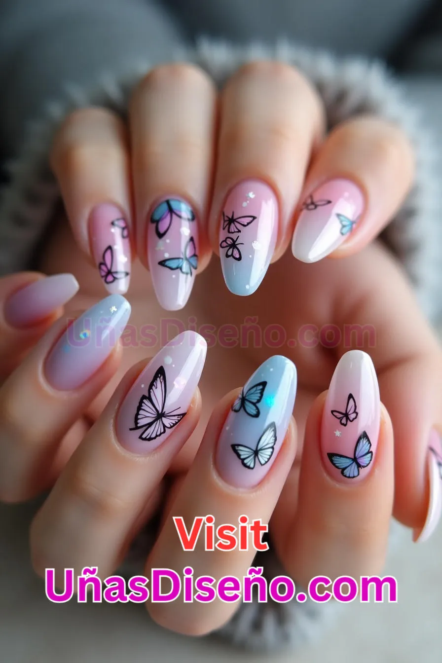 17 Diseños de uñas acrílicas con mariposas mejores diseños de uñas acrílicas para una manicura elegante y duradera 6.jpeg