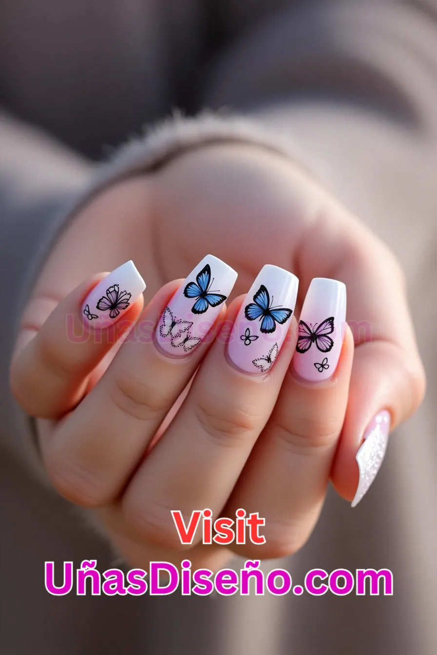 17 Diseños de uñas acrílicas con mariposas mejores diseños de uñas acrílicas para una manicura elegante y duradera 8.jpeg
