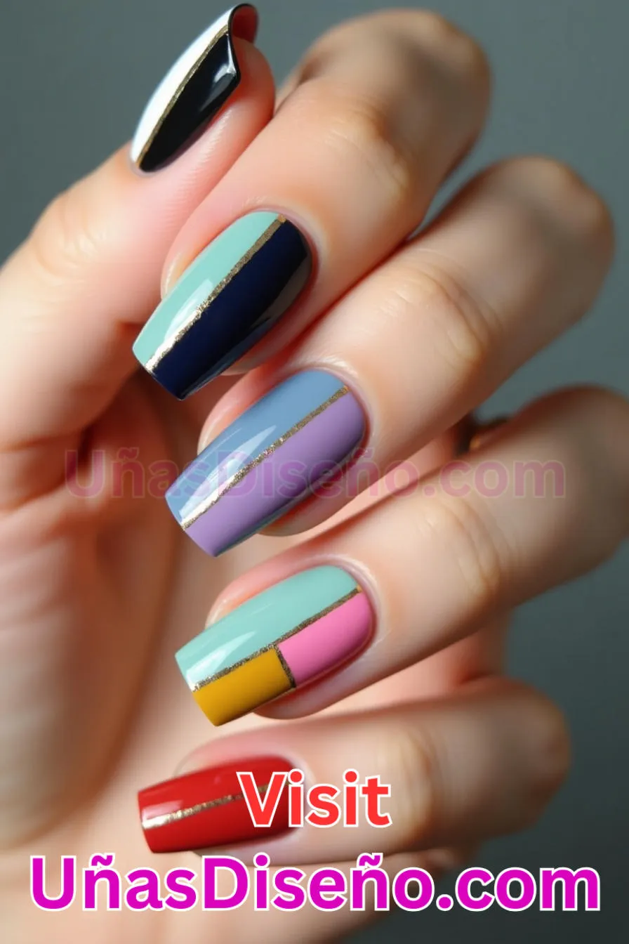 17. Bloque de color en dos tonos - Brilla como nunca 25 diseños de esmaltes de gel, gelish y gel para uñas que tienes que probar (4).jpeg