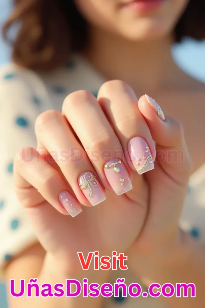 17. Diseño de uñas de verano con base transparente y detalles dorados (2).jpeg