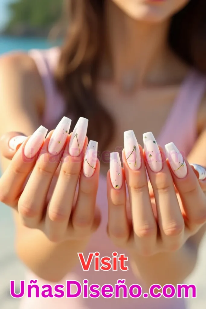 17. Diseño de uñas de verano con base transparente y detalles dorados (3).jpeg