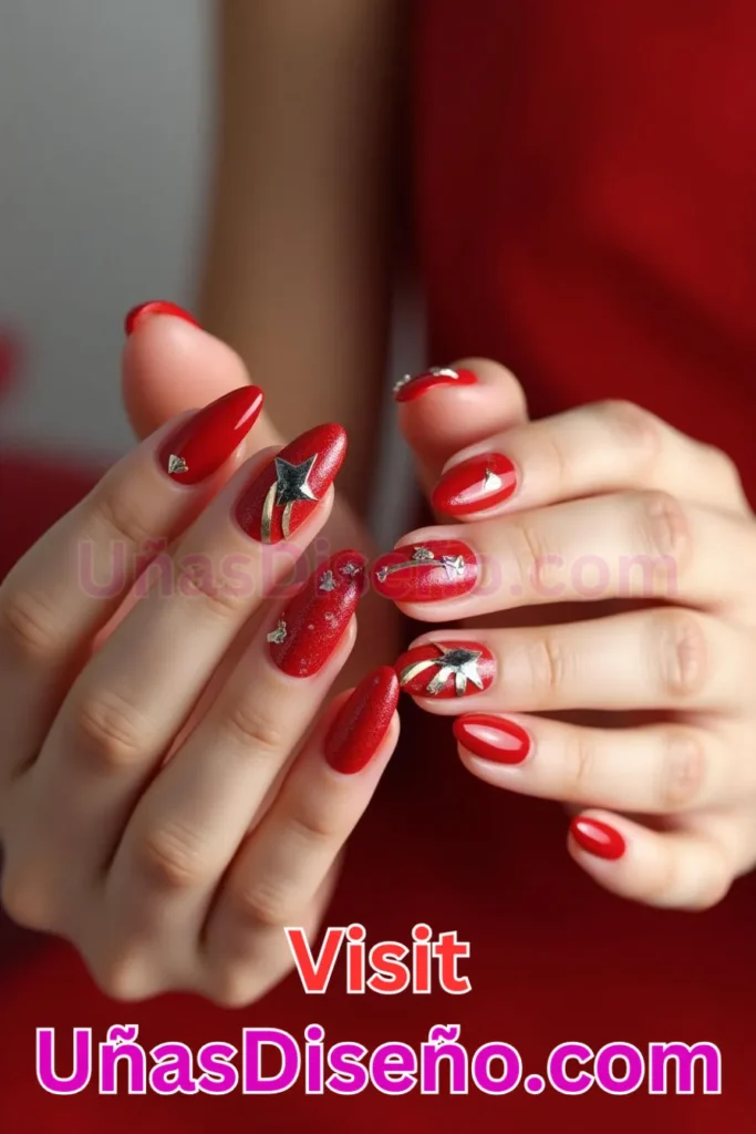 17. Diseños de uñas almendradas en rojo fuego (3)