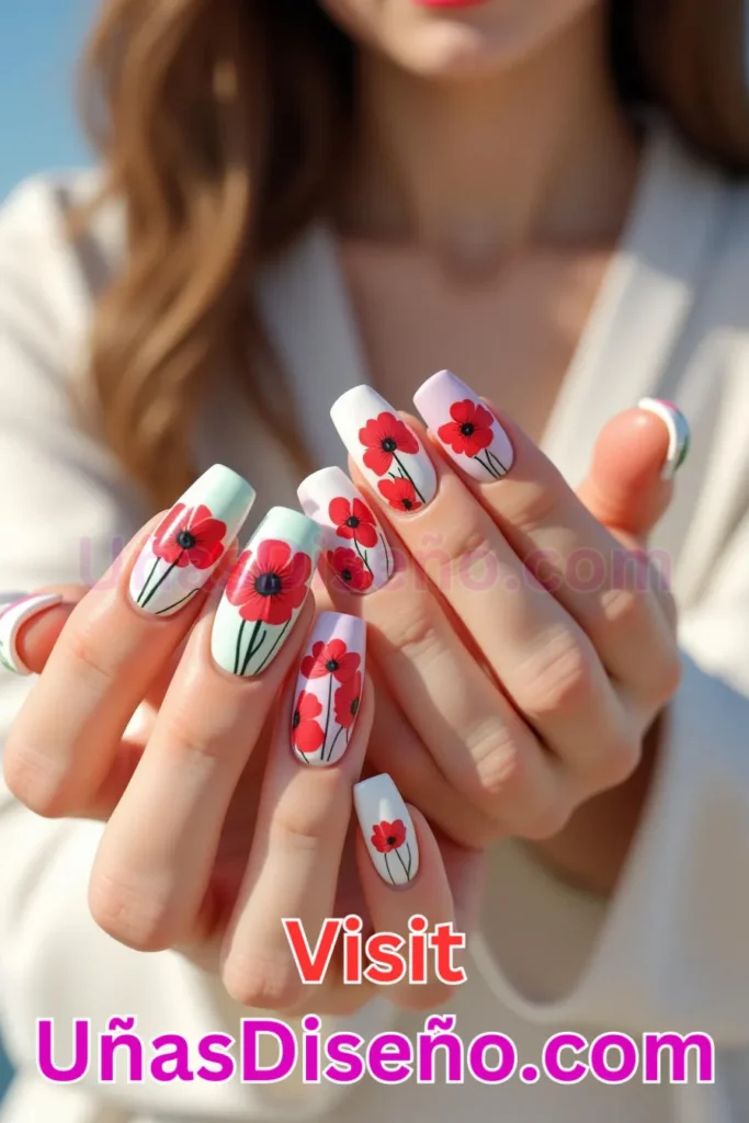 17. Diseños de uñas con estampado floral y vibrantes amapolas rojas (1).jpeg