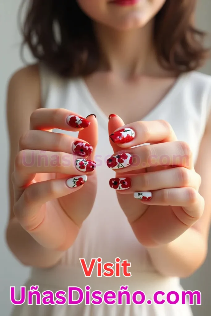 17. Diseños de uñas con estampado floral y vibrantes amapolas rojas (3).jpeg