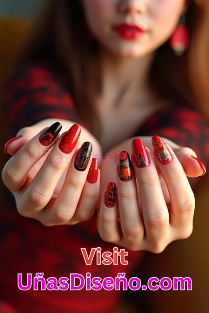 17. Flamenco Diseños de uñas - 51 Diseños de uñas con estampado animal para combinar a la perfección con tus vestidos (3).jpeg