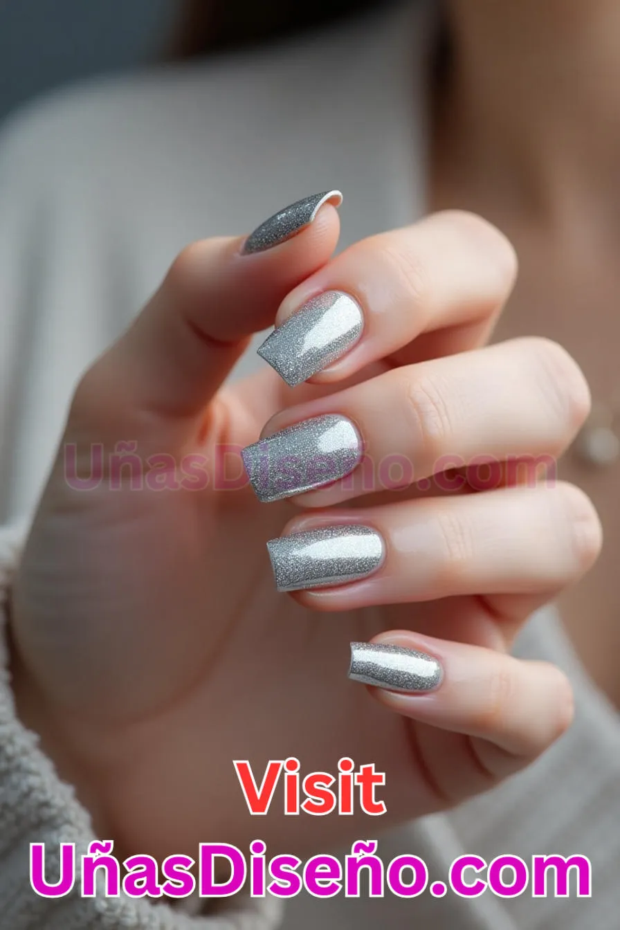 18. Destello de plata maciza - Los 20 mejores diseños de uñas con purpurina para lucir un look deslumbrante (1).jpeg