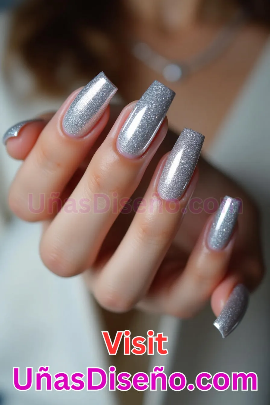 18. Destello de plata maciza - Los 20 mejores diseños de uñas con purpurina para lucir un look deslumbrante (6).jpeg