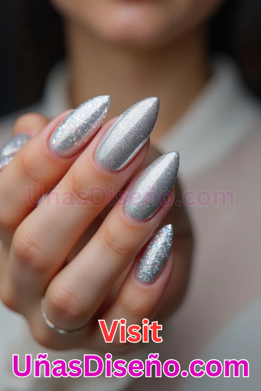 18. Destello de plata maciza - Los 20 mejores diseños de uñas con purpurina para lucir un look deslumbrante (7).jpeg