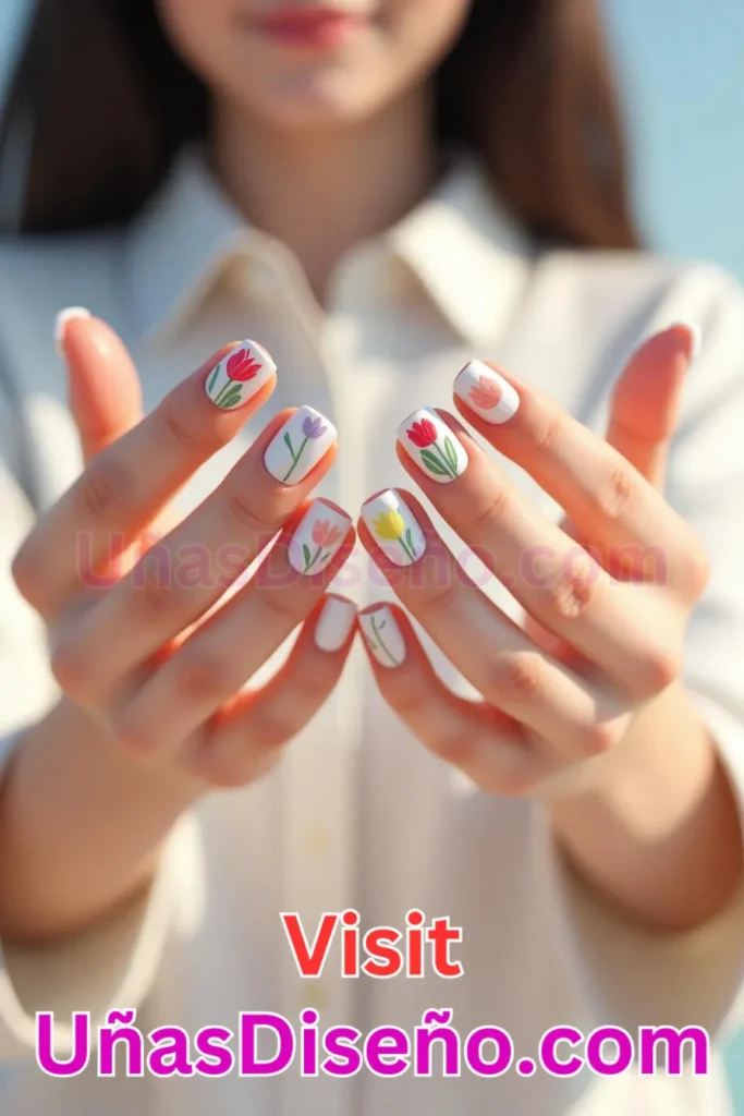 18. Diseños de uñas con estampado floral y patrones minimalistas de tulipanes (1).jpeg