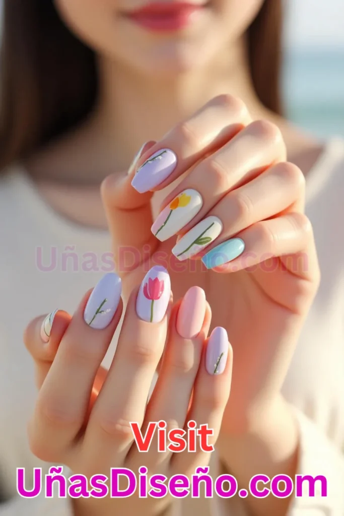 18. Diseños de uñas con estampado floral y patrones minimalistas de tulipanes (3).jpeg