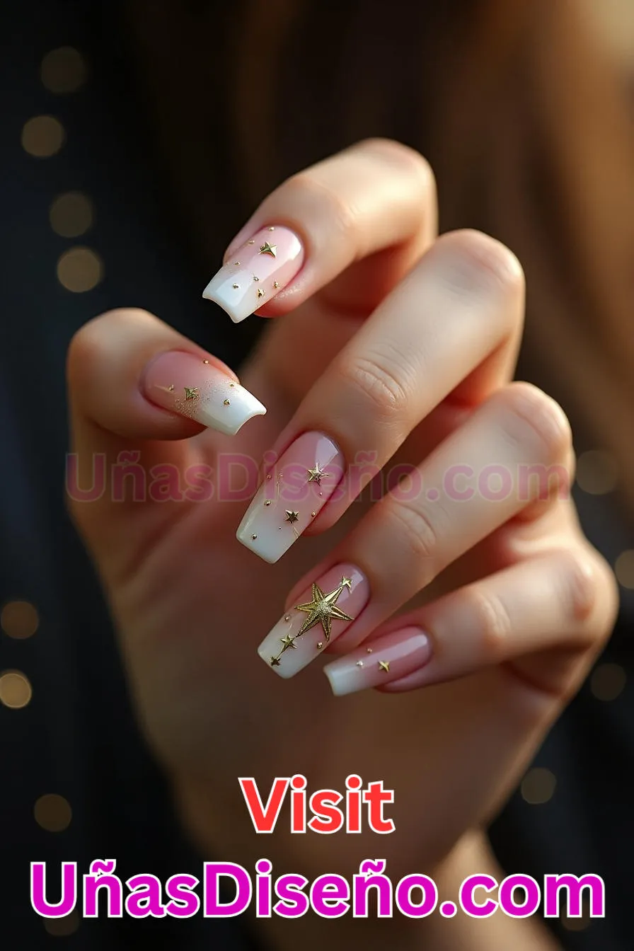 18. Manicura Francesa Inversa con Estrellas Doradas (1)