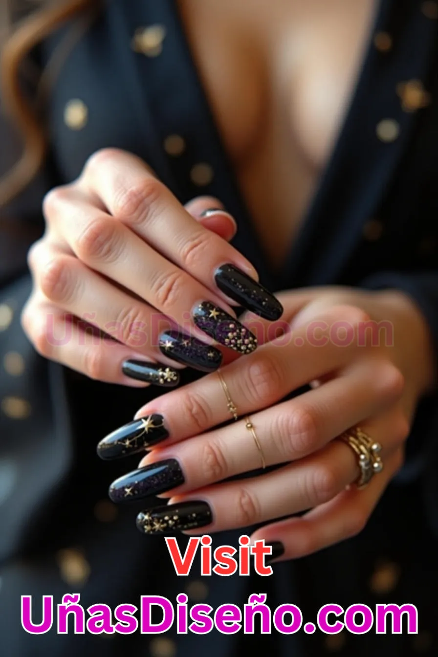 18. Manicura Francesa Inversa con Estrellas Doradas (6)