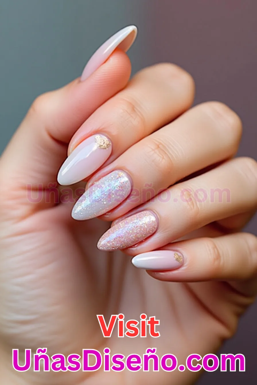 18. Sutil Infusión de Brillo - Tendencias 30 Estilos de Uñas Almendra que Marcan la Diferencia (4).jpeg