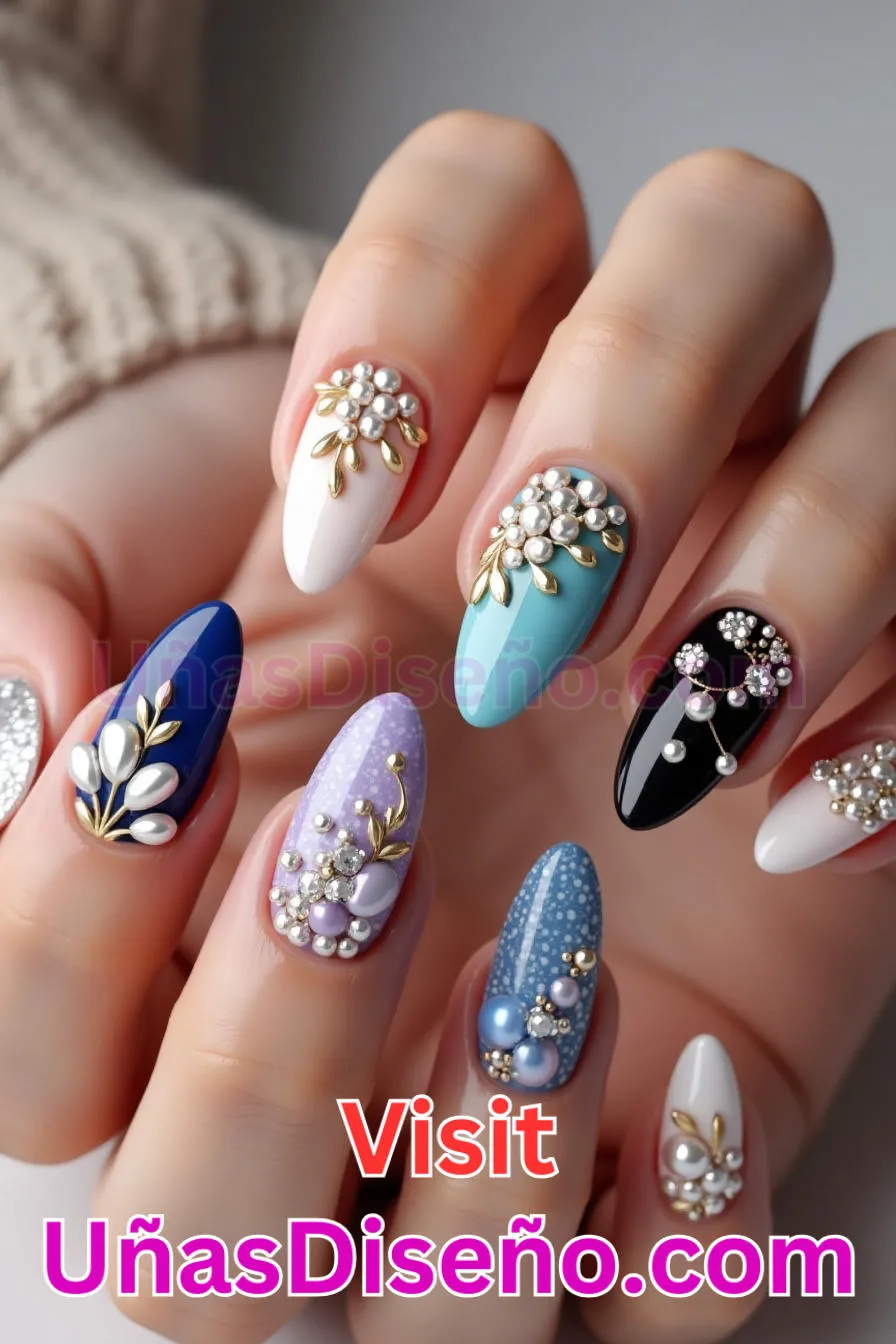 19. Almendra embellecida en 3D - Reinventa tu Manicura 25 Diseños de Uñas Almendra Impresionantes para (2).jpeg