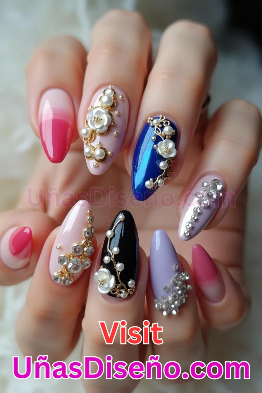 19. Almendra embellecida en 3D - Reinventa tu Manicura 25 Diseños de Uñas Almendra Impresionantes para (4).jpeg