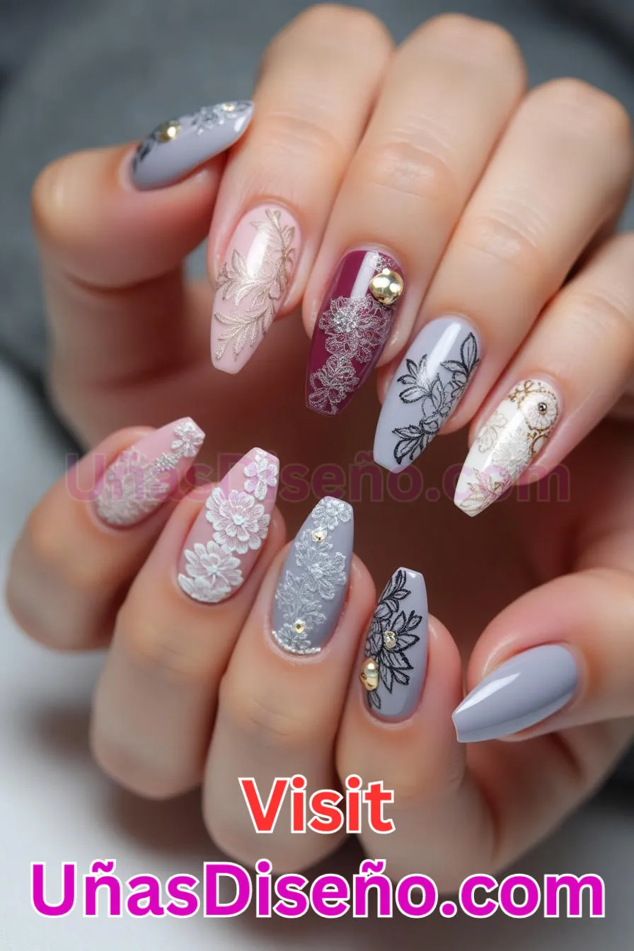 19. Arte en detalles de encaje - Tendencias 2025 30 Estilos de Uñas Almendra que Marcan la Diferencia (2).jpeg