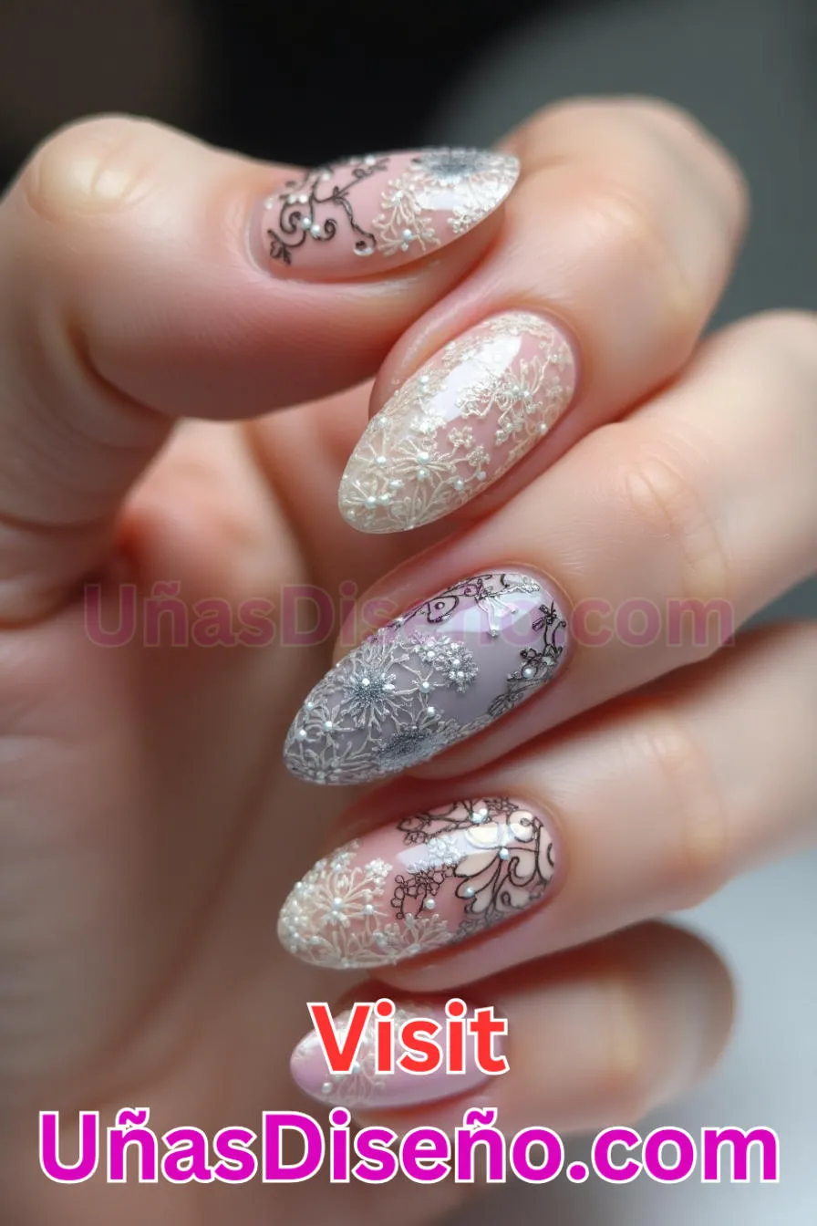 19. Arte en detalles de encaje - Tendencias 2025 30 Estilos de Uñas Almendra que Marcan la Diferencia (3).jpeg
