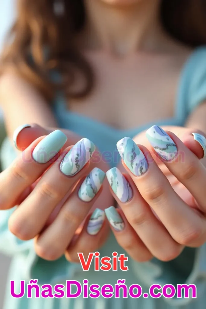 19. Diseño de uñas de verano con efecto mármol en colores fríos (2).jpeg