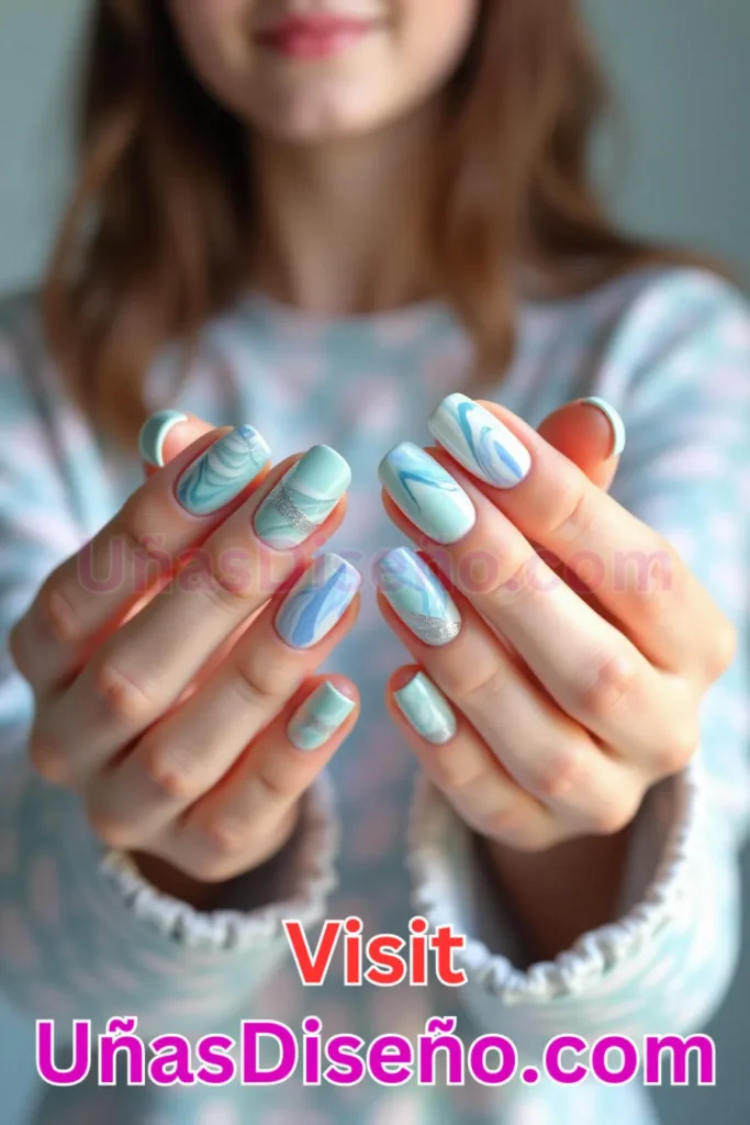 19. Diseño de uñas de verano con efecto mármol en colores fríos (3).jpeg