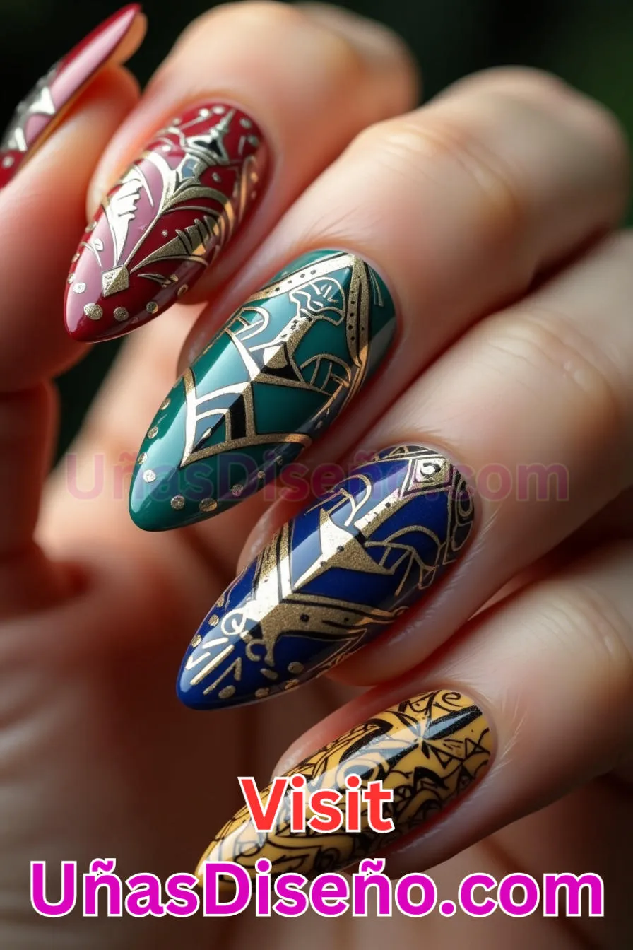 19. Intrincados motivos tribales - Cómo Elegir el Diseño Perfecto para Uñas Almendra 21 Ideas Exclusivas para Brillar (5).jpeg