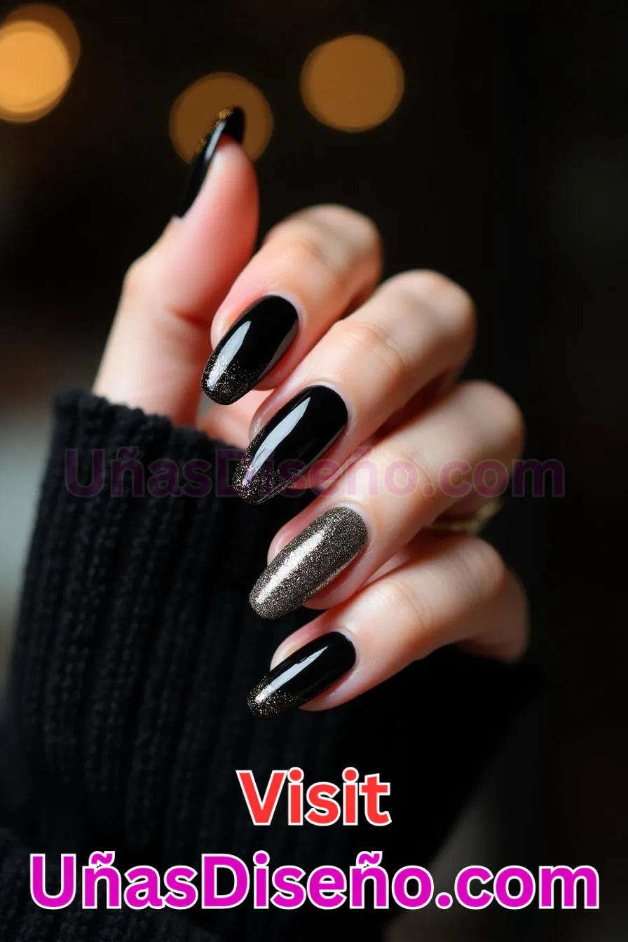 19. Manicura Francesa Inversa con Purpurina Negra (10)