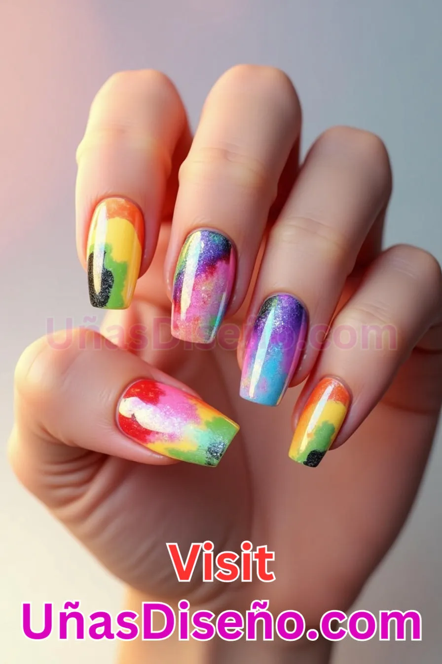 19. Uñas de gel arco iris - Brilla como nunca 25 diseños de esmaltes de gel, gelish y gel para uñas que tienes que probar (2).jpeg