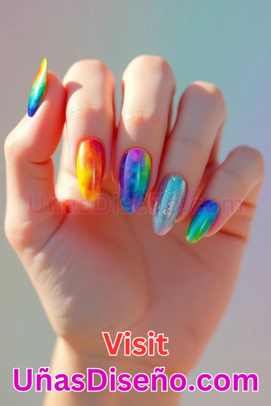 19. Uñas de gel arco iris - Brilla como nunca 25 diseños de esmaltes de gel, gelish y gel para uñas que tienes que probar (3).jpeg