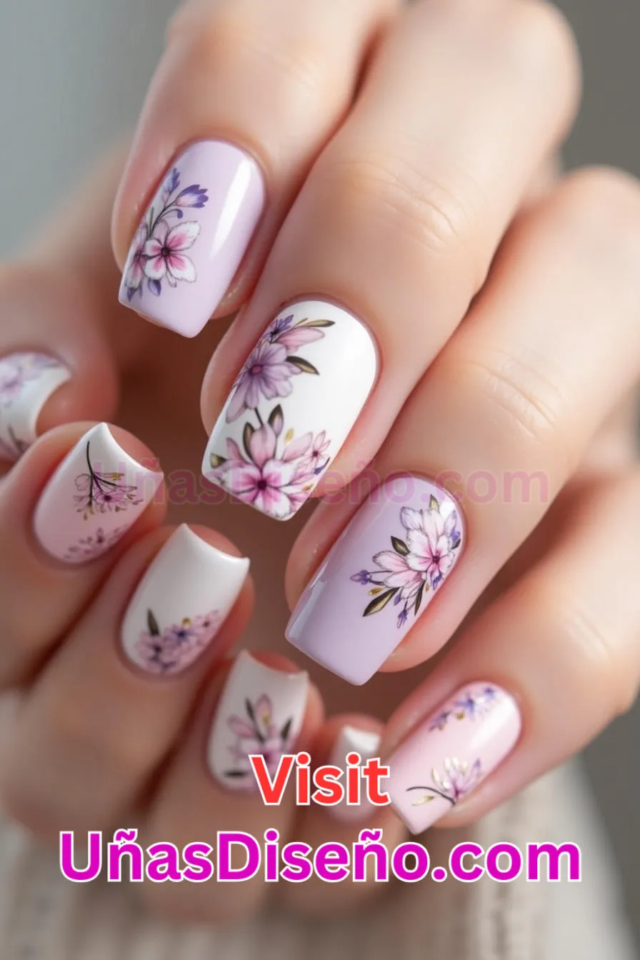 2 Nail Art Floral Violeta-Rosa Los 25 Mejores Diseños de Uñas Para Principiantes 3.jpeg
