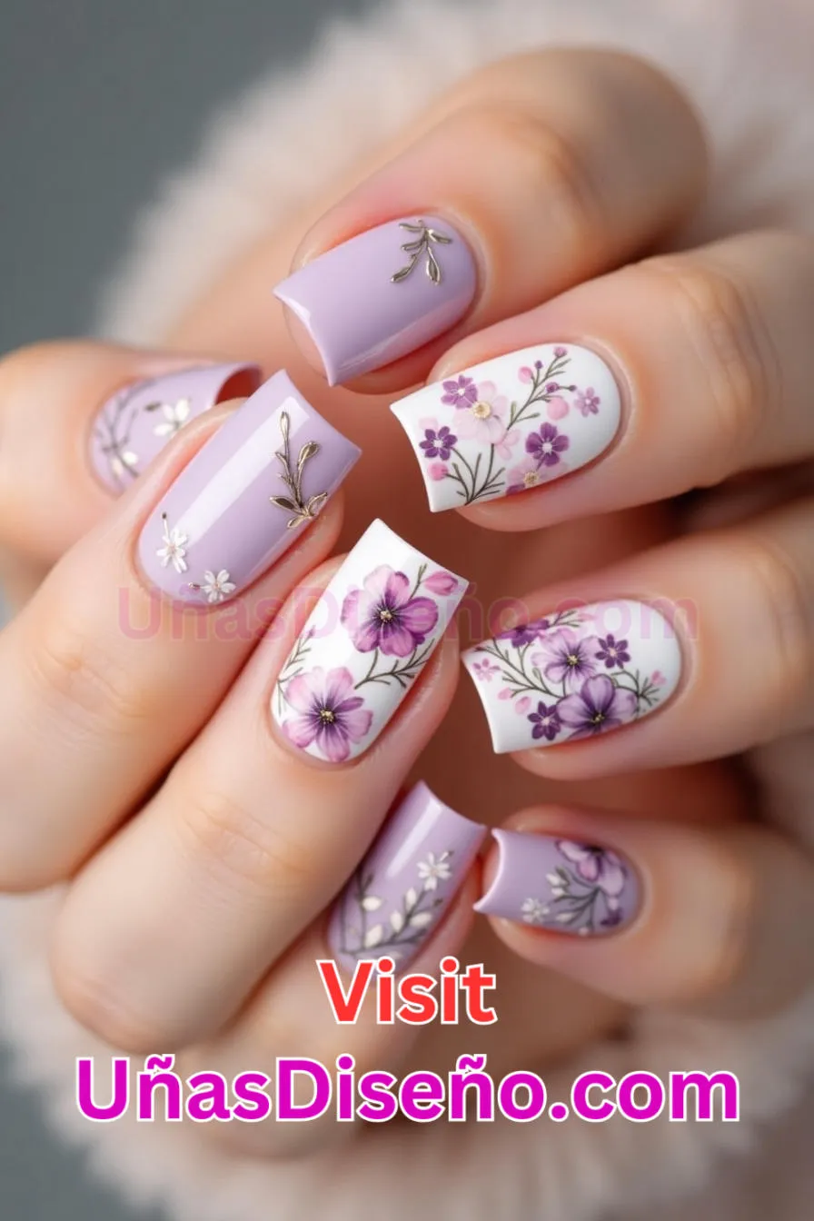 2 Nail Art Floral Violeta-Rosa Los 25 Mejores Diseños de Uñas Para Principiantes 4.jpeg