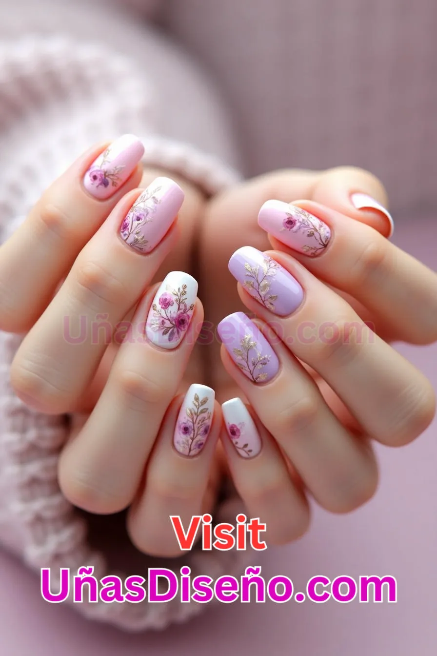 2 Nail Art Floral Violeta-Rosa Los 25 Mejores Diseños de Uñas Para Principiantes 6.jpeg