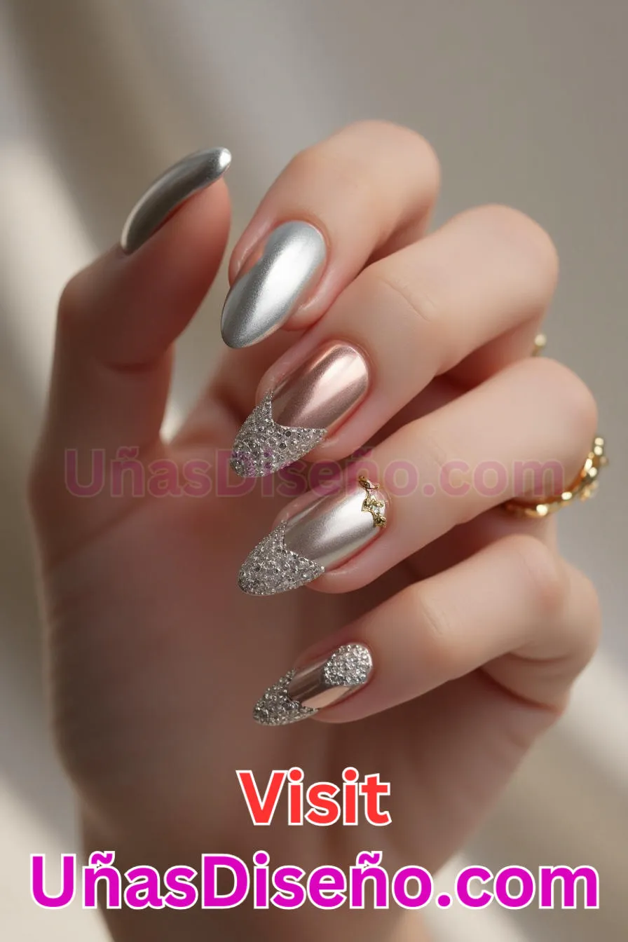 2. Almendra brillo metálico - 20 Uñas de Almendra Elegance Diseños exclusivos para un look sofisticado (1).jpeg