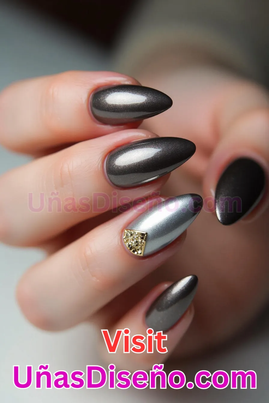 2. Almendra brillo metálico - 20 Uñas de Almendra Elegance Diseños exclusivos para un look sofisticado (11).jpeg