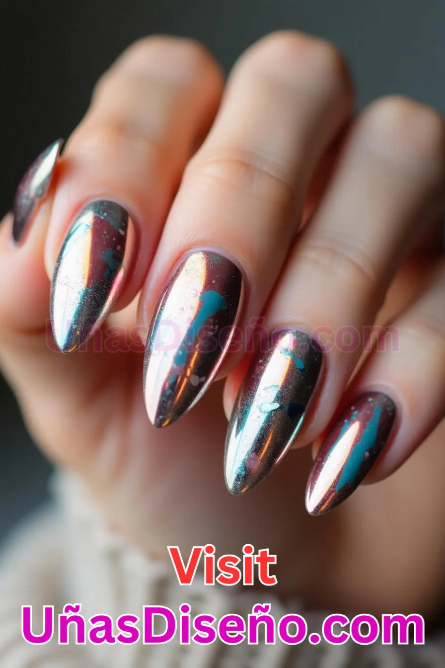 2. Atrevidos acentos metálicos - Cómo Elegir el Diseño Perfecto para Uñas Almendra 21 Ideas Exclusivas para Brillar (11).jpeg