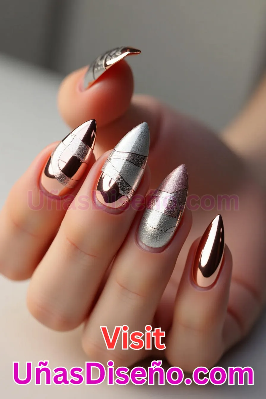 2. Atrevidos acentos metálicos - Cómo Elegir el Diseño Perfecto para Uñas Almendra 21 Ideas Exclusivas para Brillar (4).jpeg