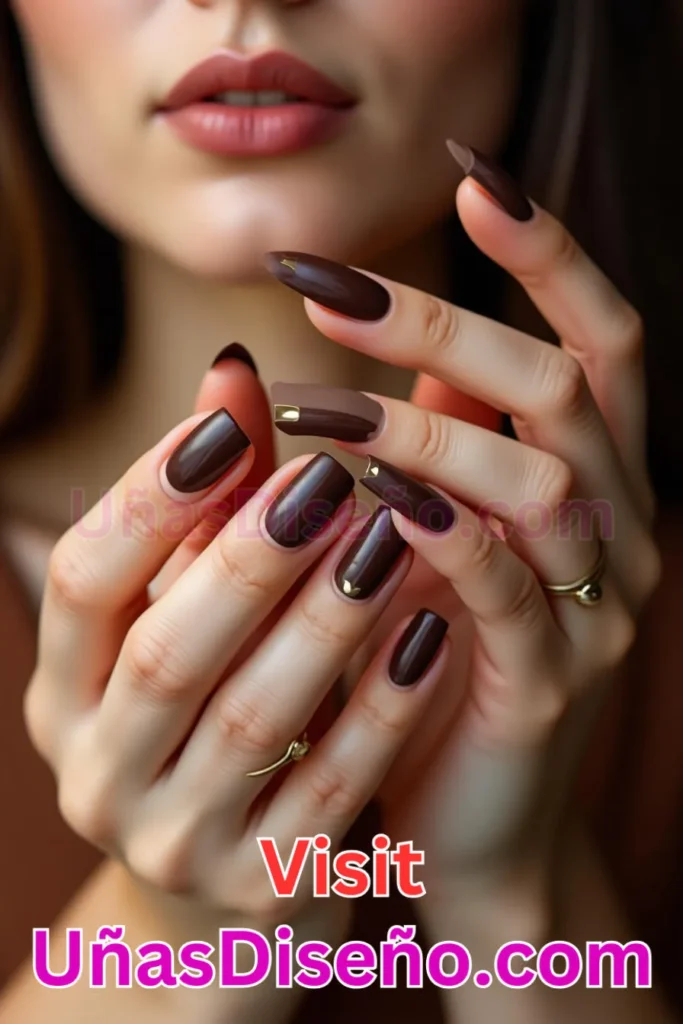 2. French Invertido en Tono Chocolate - 15 Diseños de Uñas de Chocolate Oscuro que Complementarán tu Look a la Perfección (3).jpeg