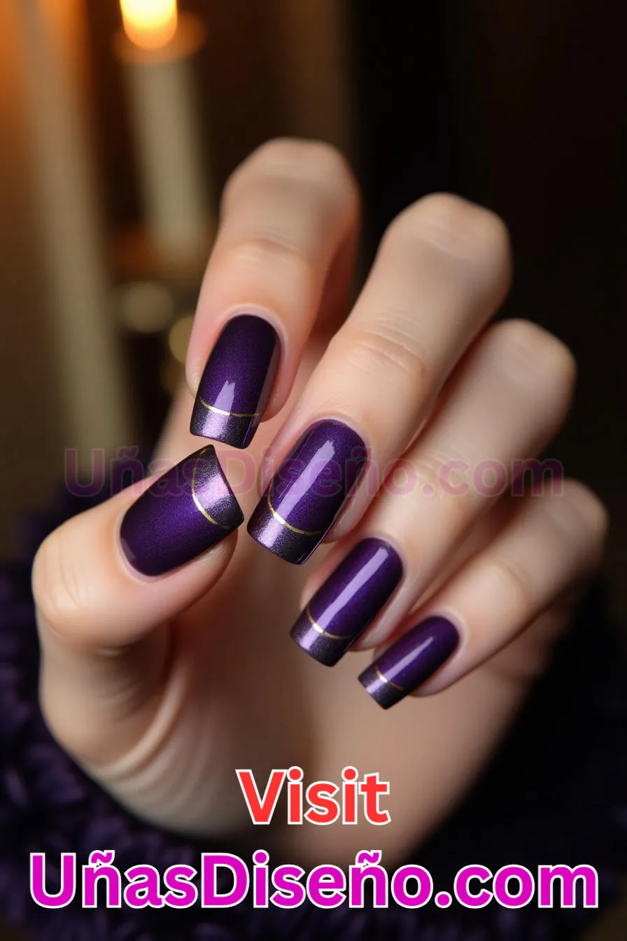 2. Manicura Francesa Inversa Púrpura Real (10)