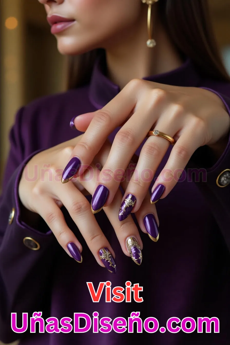 2. Manicura Francesa Inversa Púrpura Real (9)