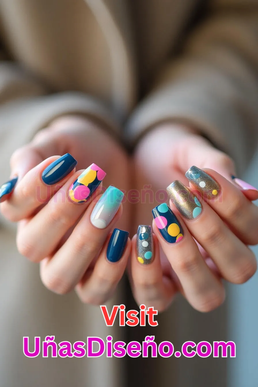 2. Puntos abstractos en capas - 12 modernos diseños de uñas transparentes con motivos y detalles únicos 2.jpeg