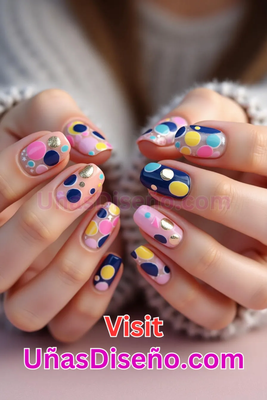 2. Puntos abstractos en capas - 12 modernos diseños de uñas transparentes con motivos y detalles únicos 3.jpeg